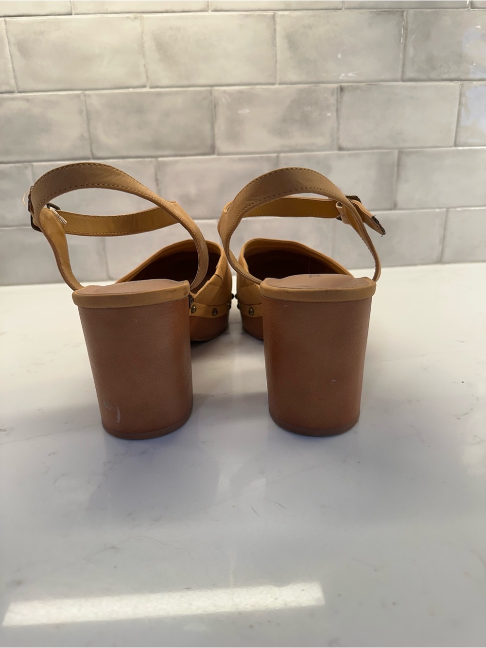 SOLD Torrid Studded Platform Clog Strappy Sandals Block Heel Tan Women’s Size 11 - Picture 4 of 7